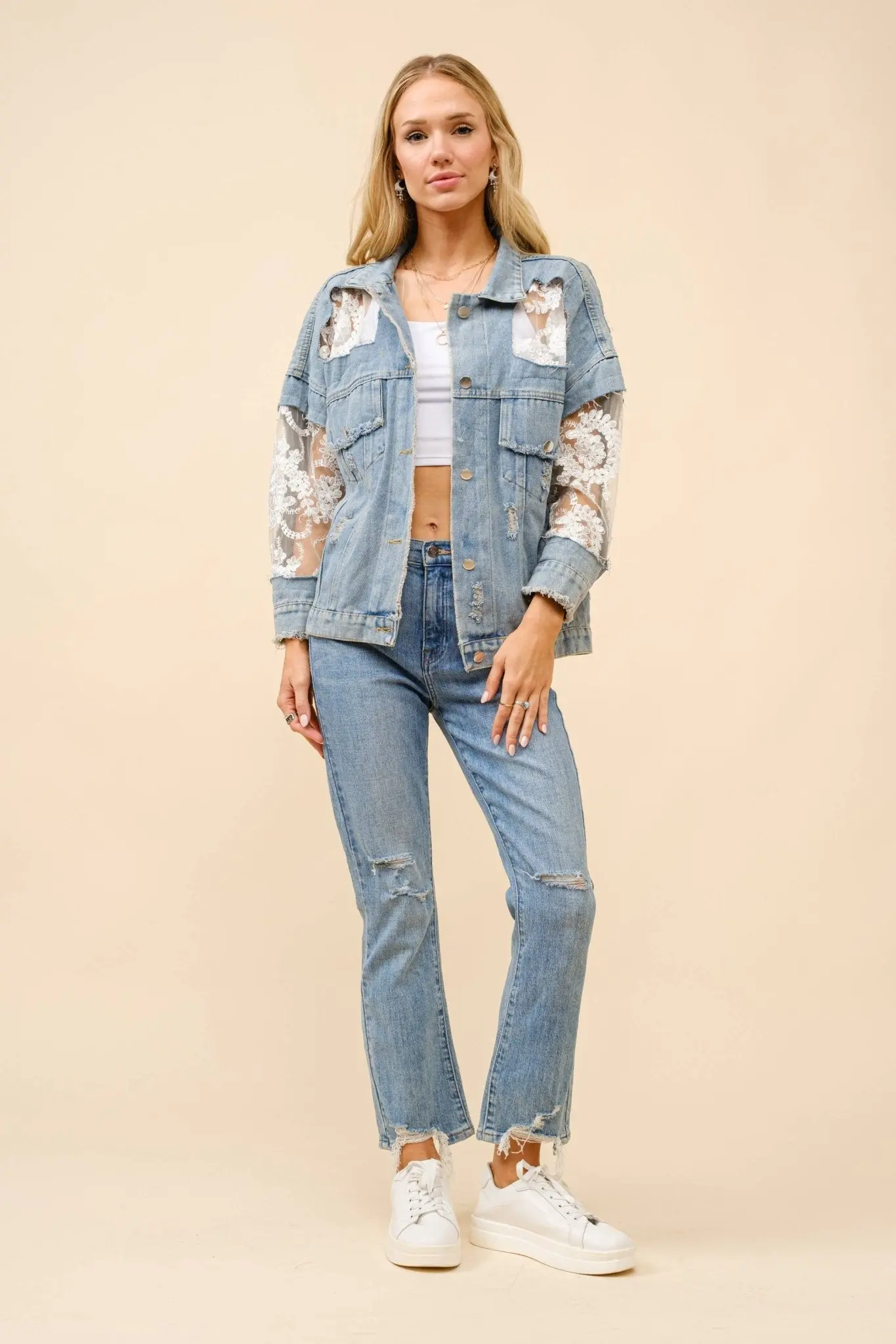 Western Lace Denim Jacket - Image 4