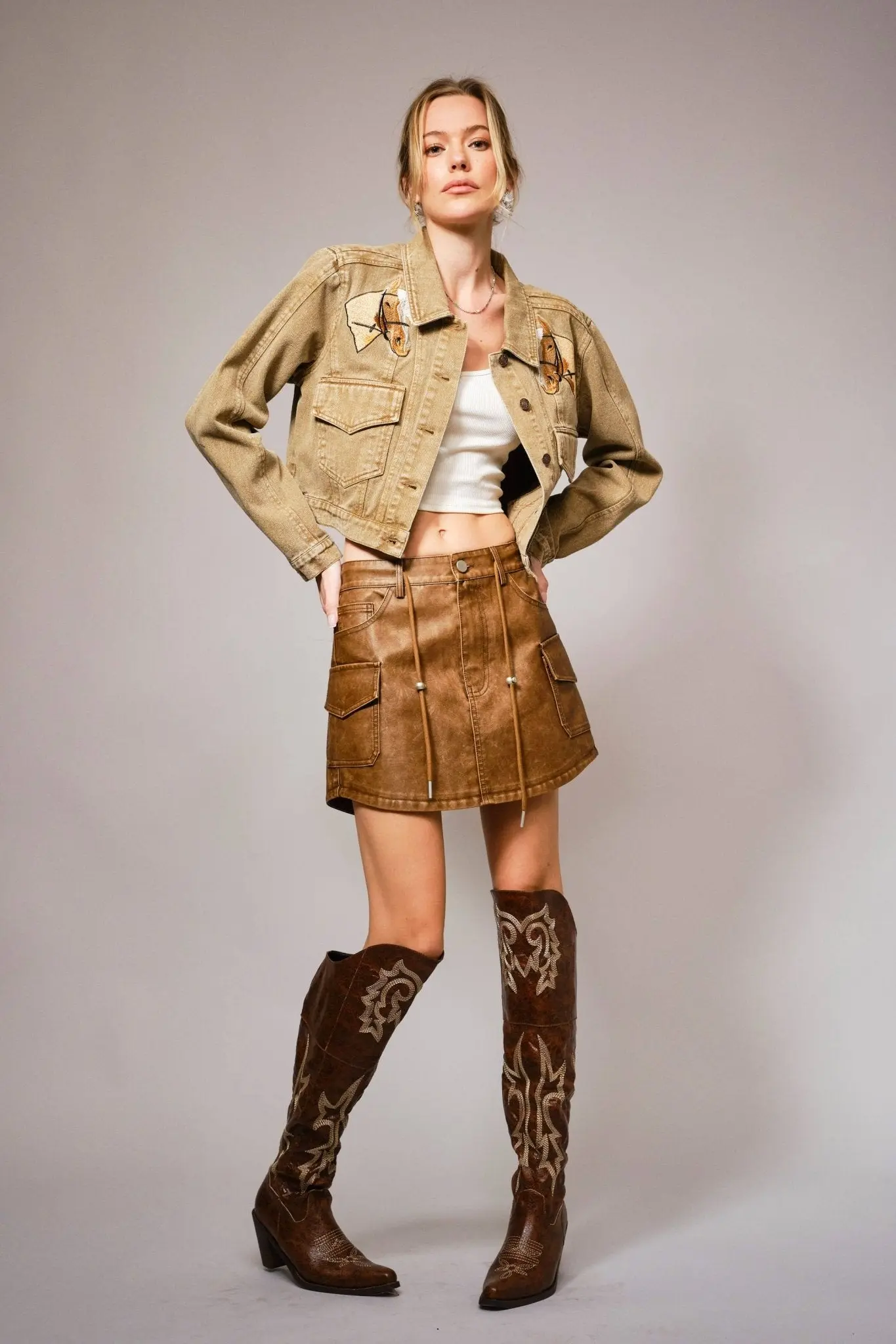 Horseshoes & Horses Embroidered Denim Jacket - Image 4