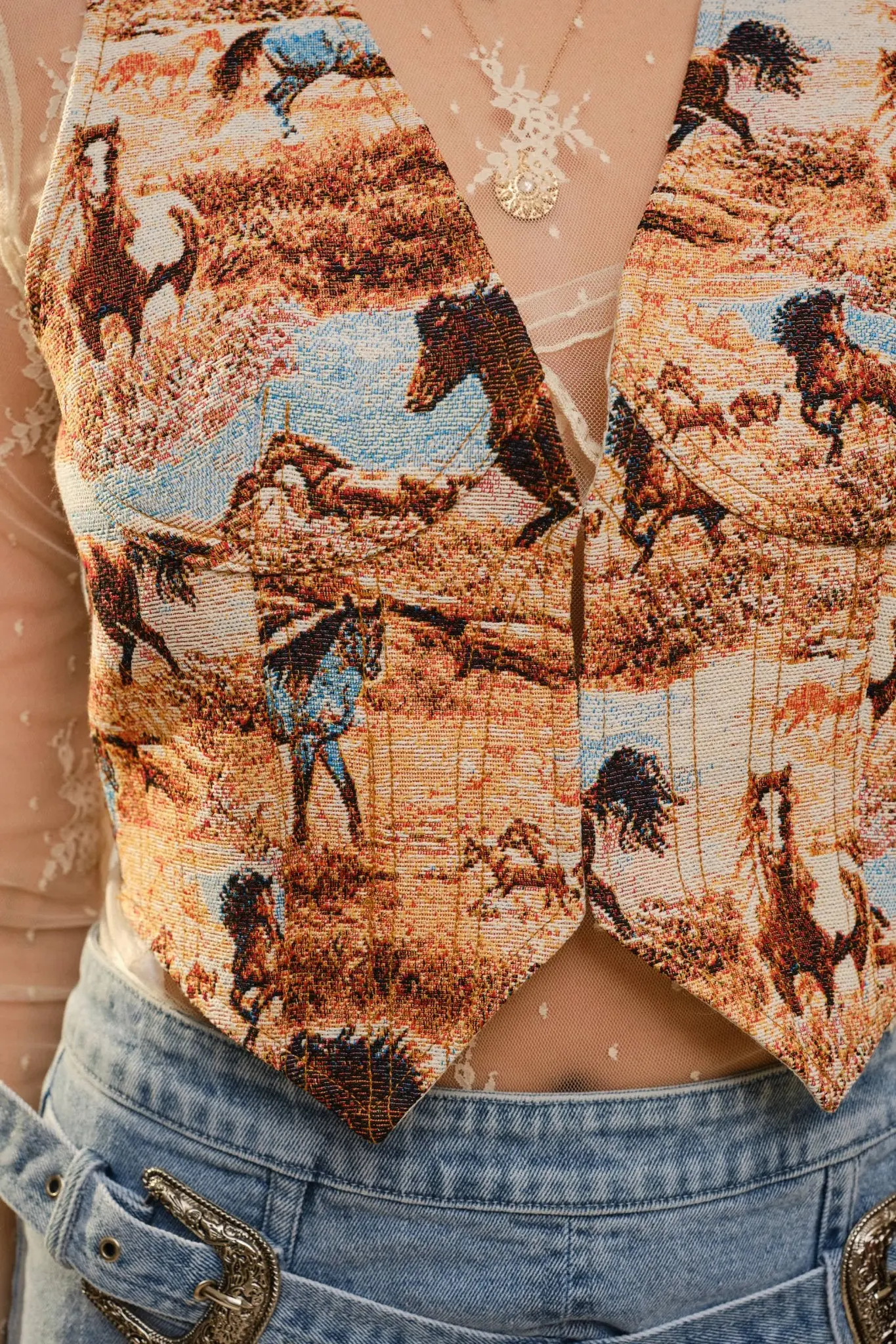 Allover Western Horse Vest - Image 4