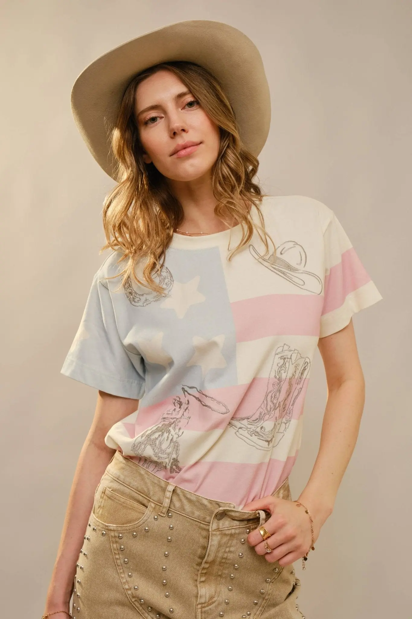 American Cowgirl Embroidered Crewneck Top - Image 2