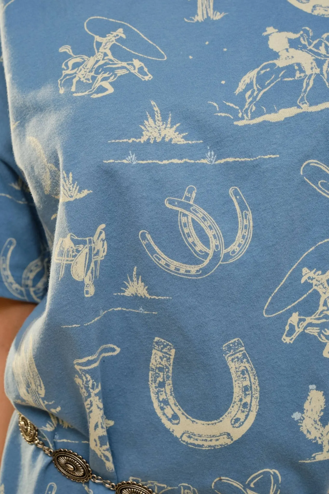 Blue Western Motif Cotton T-Shirt Dress - Image 4