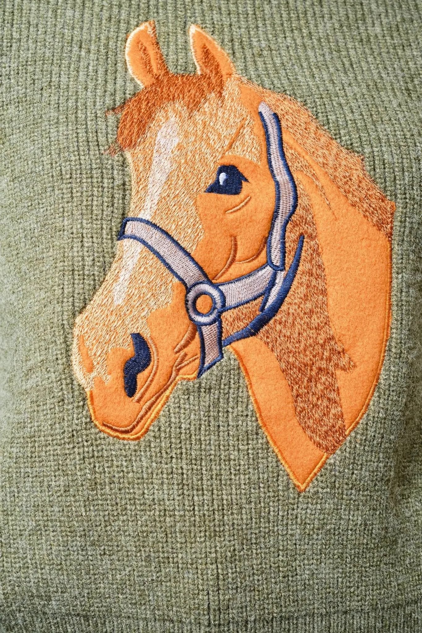 Olive Horse Embroidered Sweater - Image 4