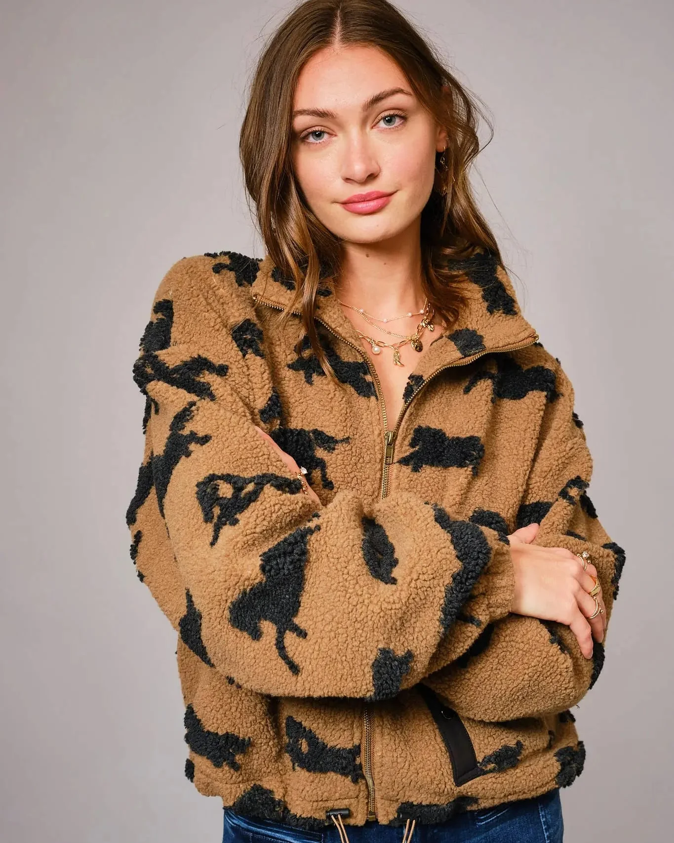 Wild Horse Sherpa Oversized Zip-Up Jacket - Image 4