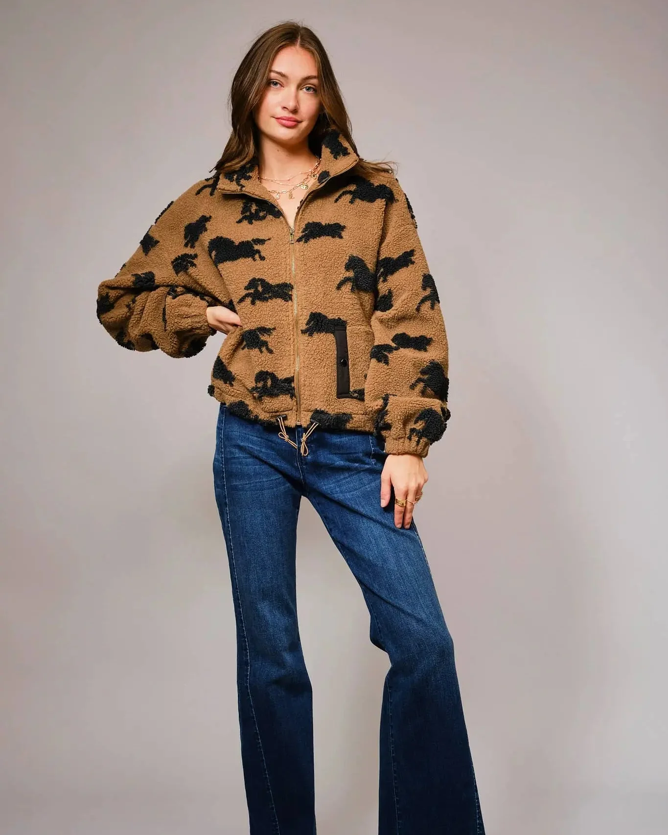 Wild Horse Sherpa Oversized Zip-Up Jacket - Image 6