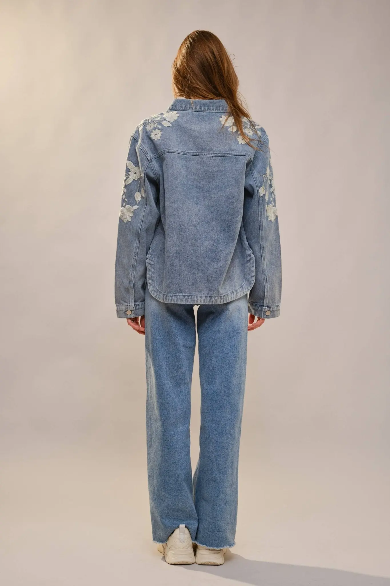 Denim Floral Work Jacket - Image 5