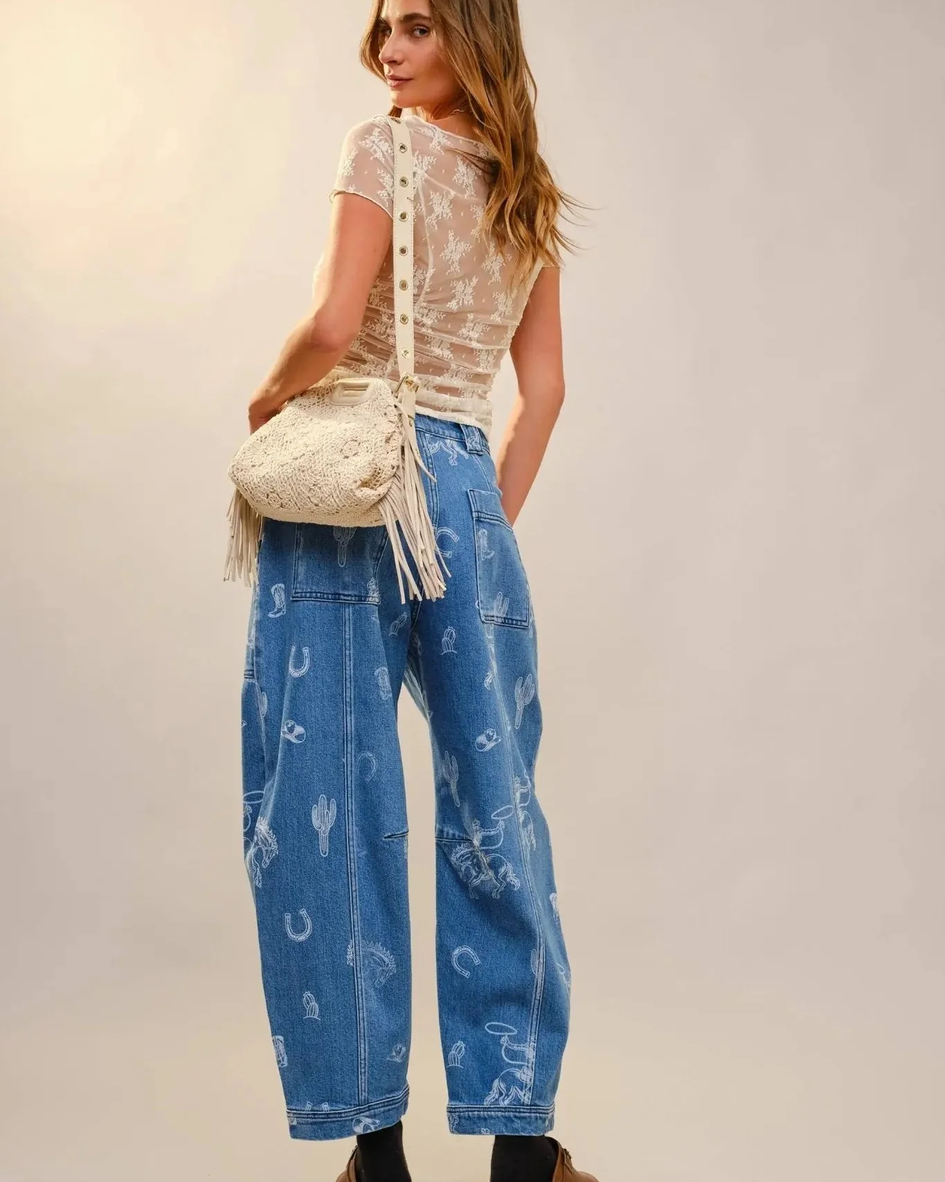 Western Barrel Leg Denim Jean - Image 5