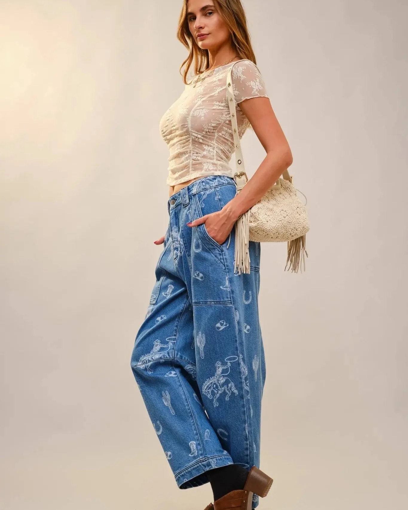 Western Barrel Leg Denim Jean - Image 6