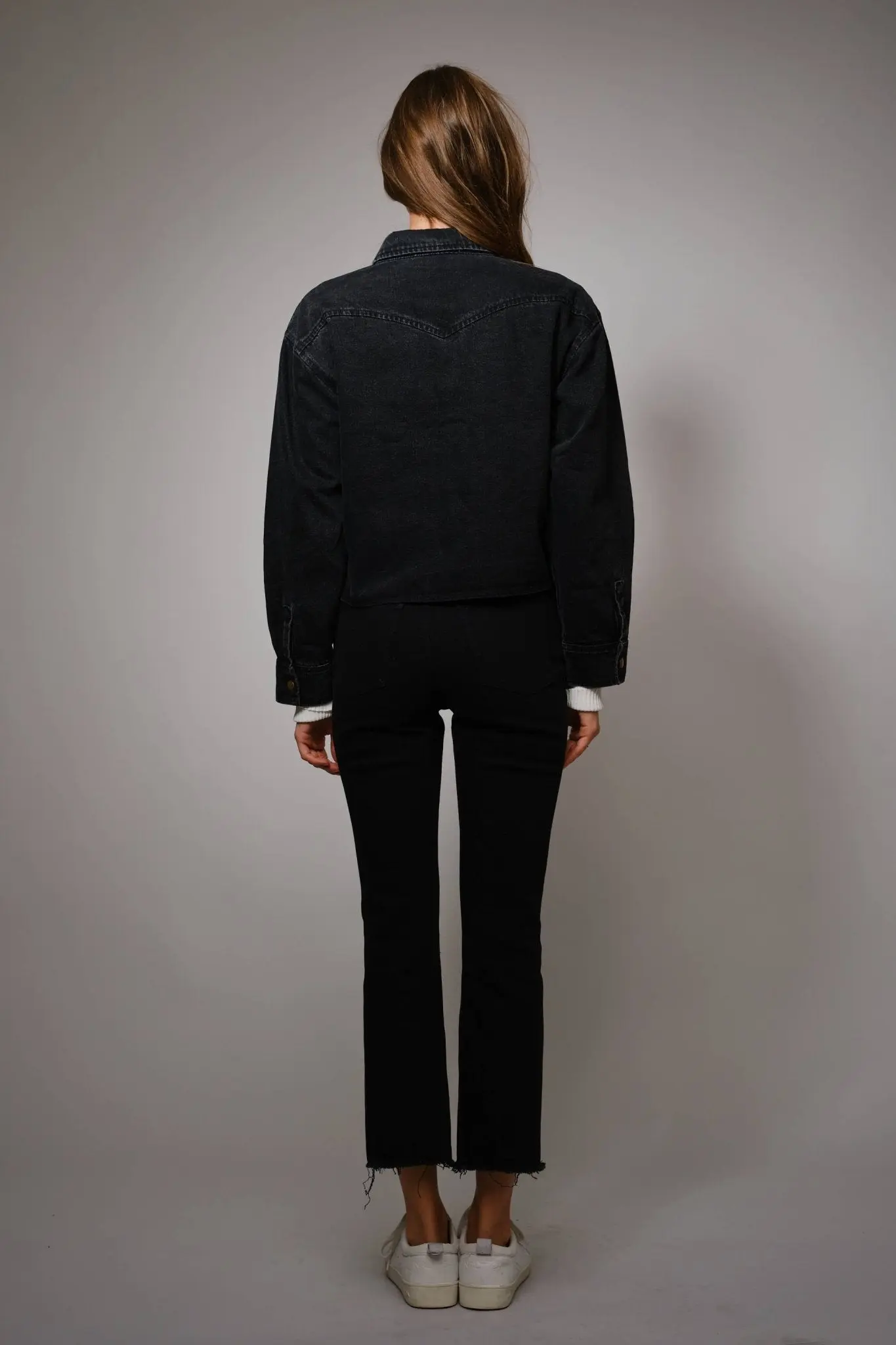 Midnight Mustang Cropped Denim Jacket - Image 6