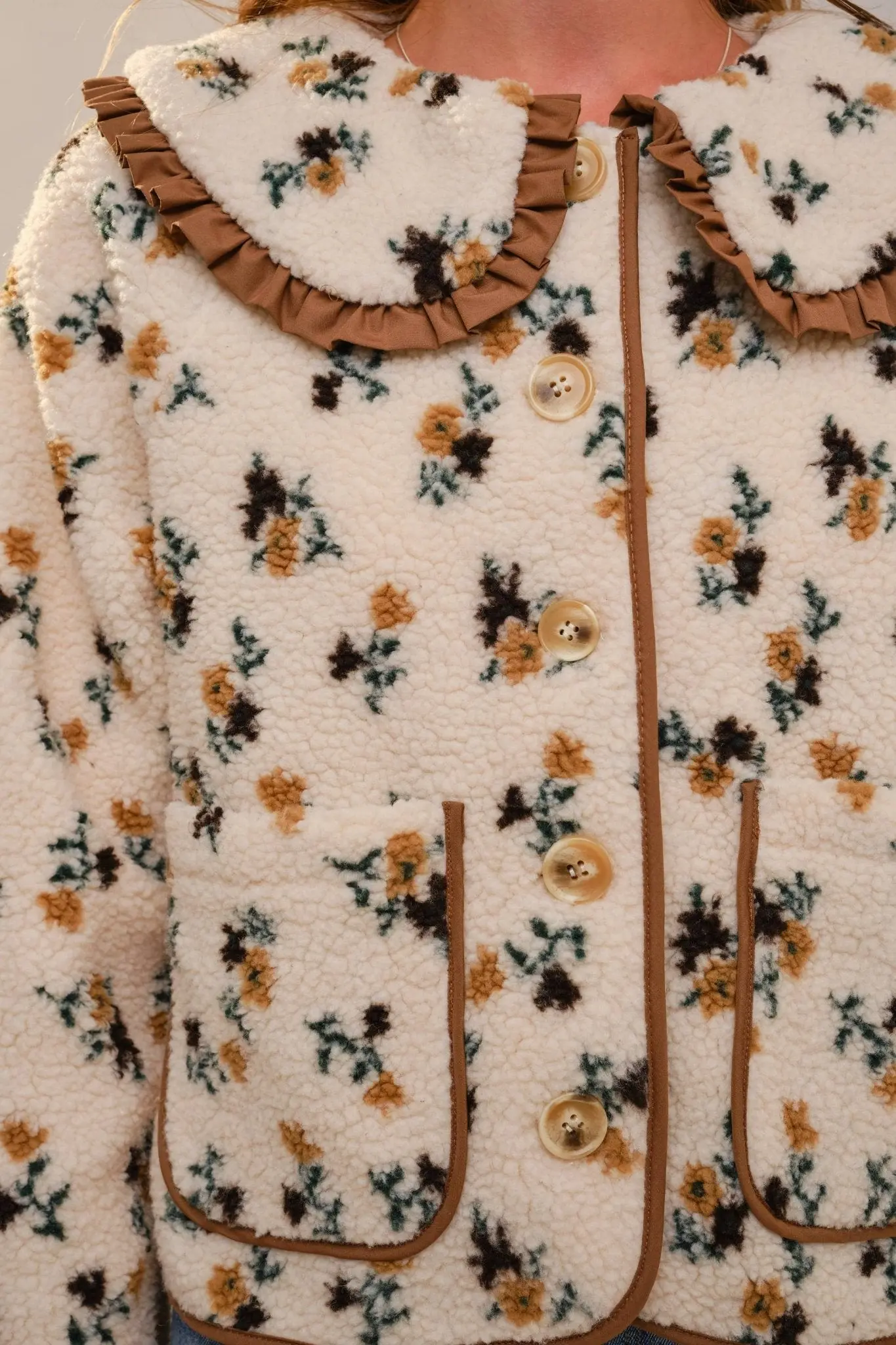 Floral Ruffle Western Sherpa Jacket - Image 3
