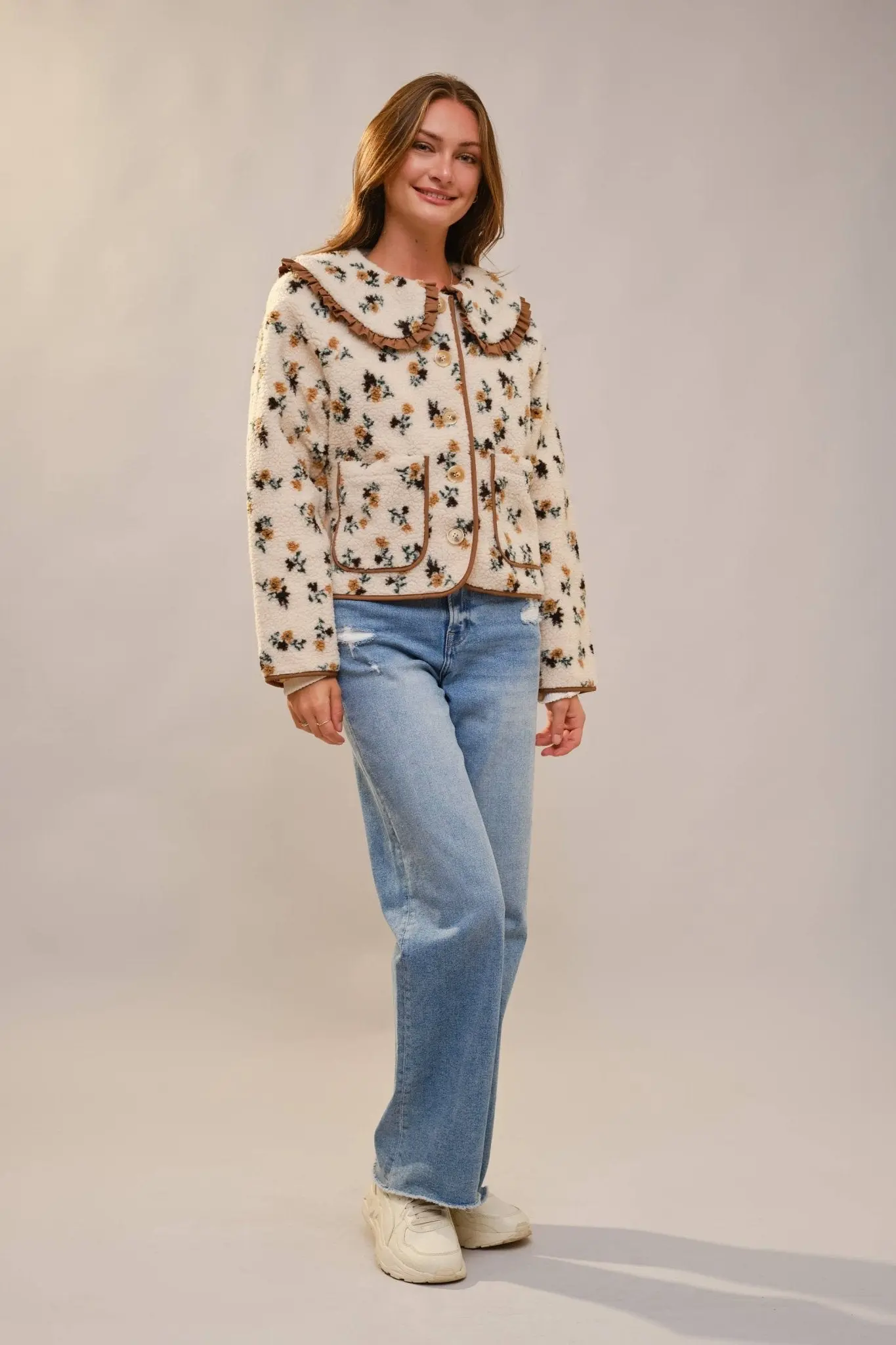 Floral Ruffle Western Sherpa Jacket - Image 4