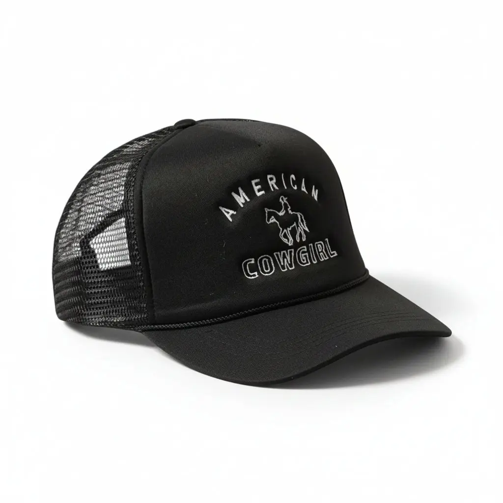 American Cowgirl Trucker Hat (Black) - Image 3