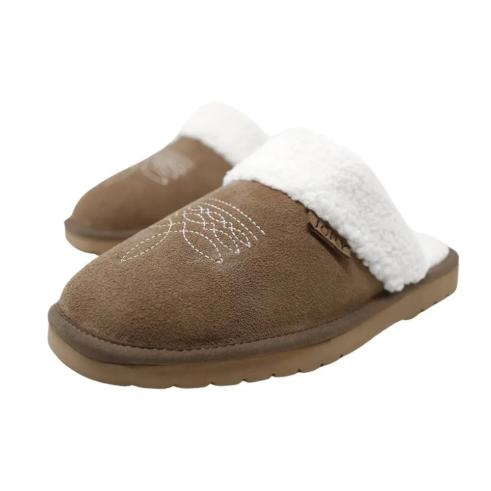 Western Boot Stitch Slippers (Brown) - Image 3