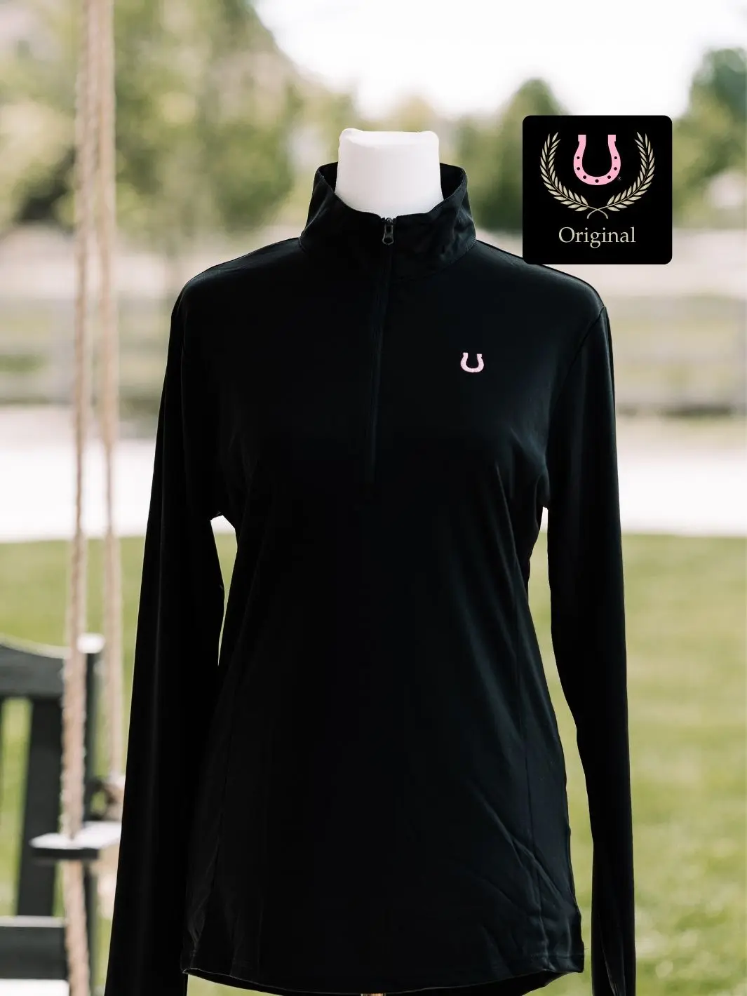 Lucky Horseshoe Riding Shirt (Black) - Image 4