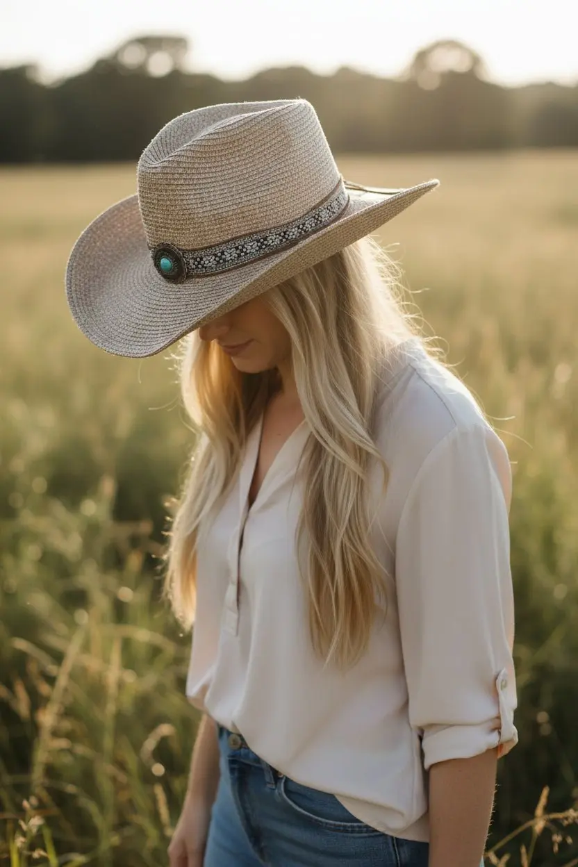 Cowgirl Turquoise Concho Hat - Image 2