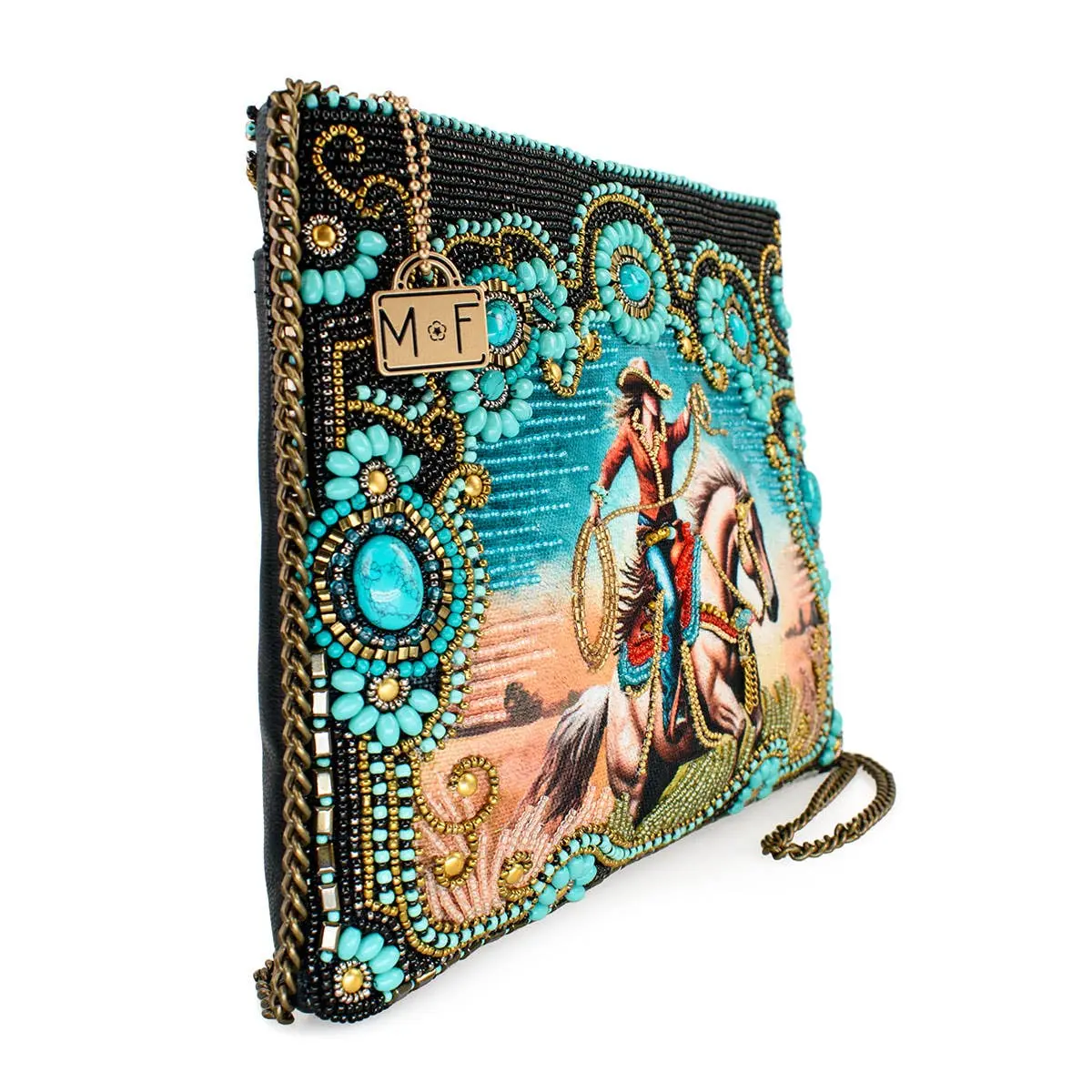 Cowgirl Turquoise Hand-Beaded Handbag - Image 5