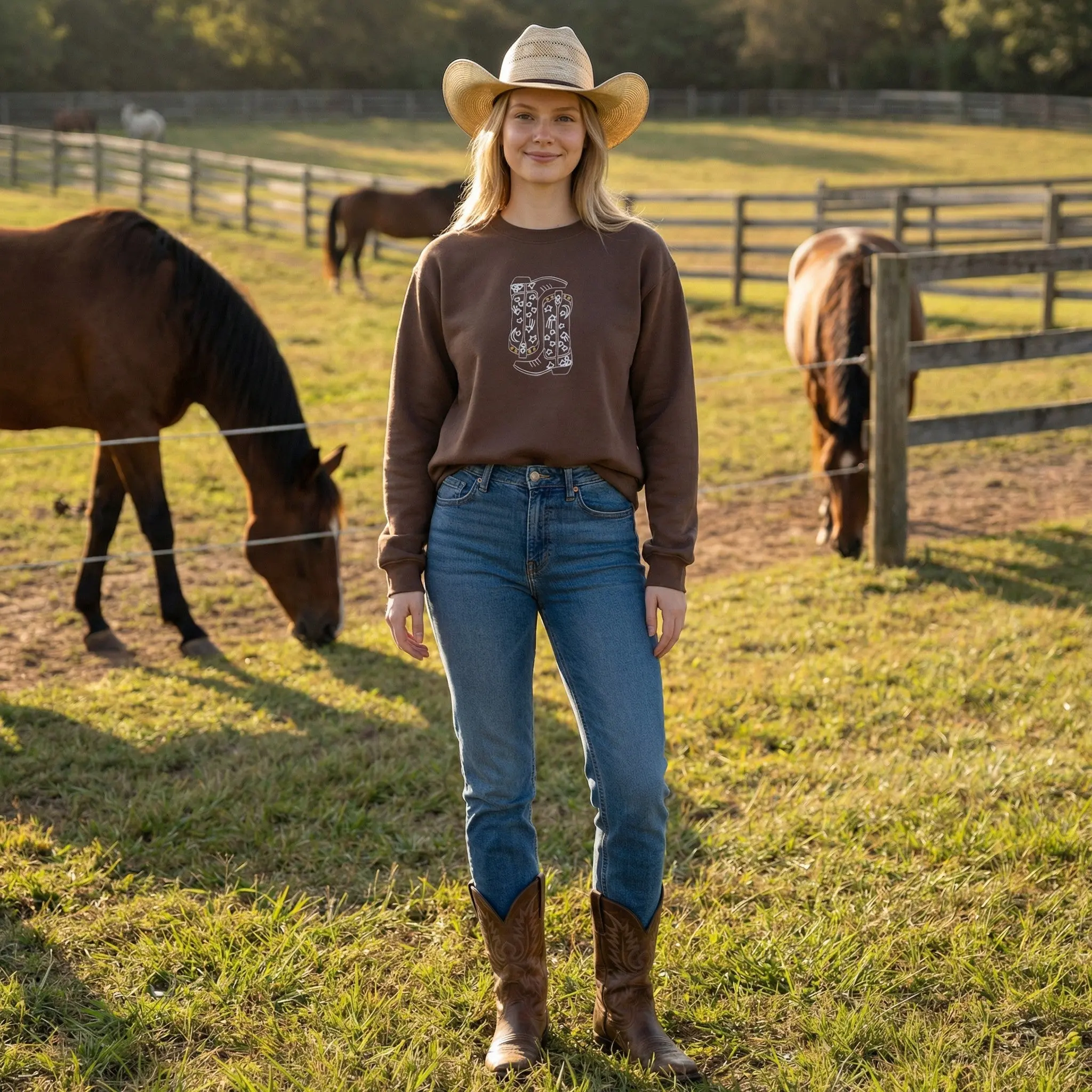 Cowgirl Boots Embroidered Sweatshirt - Image 2