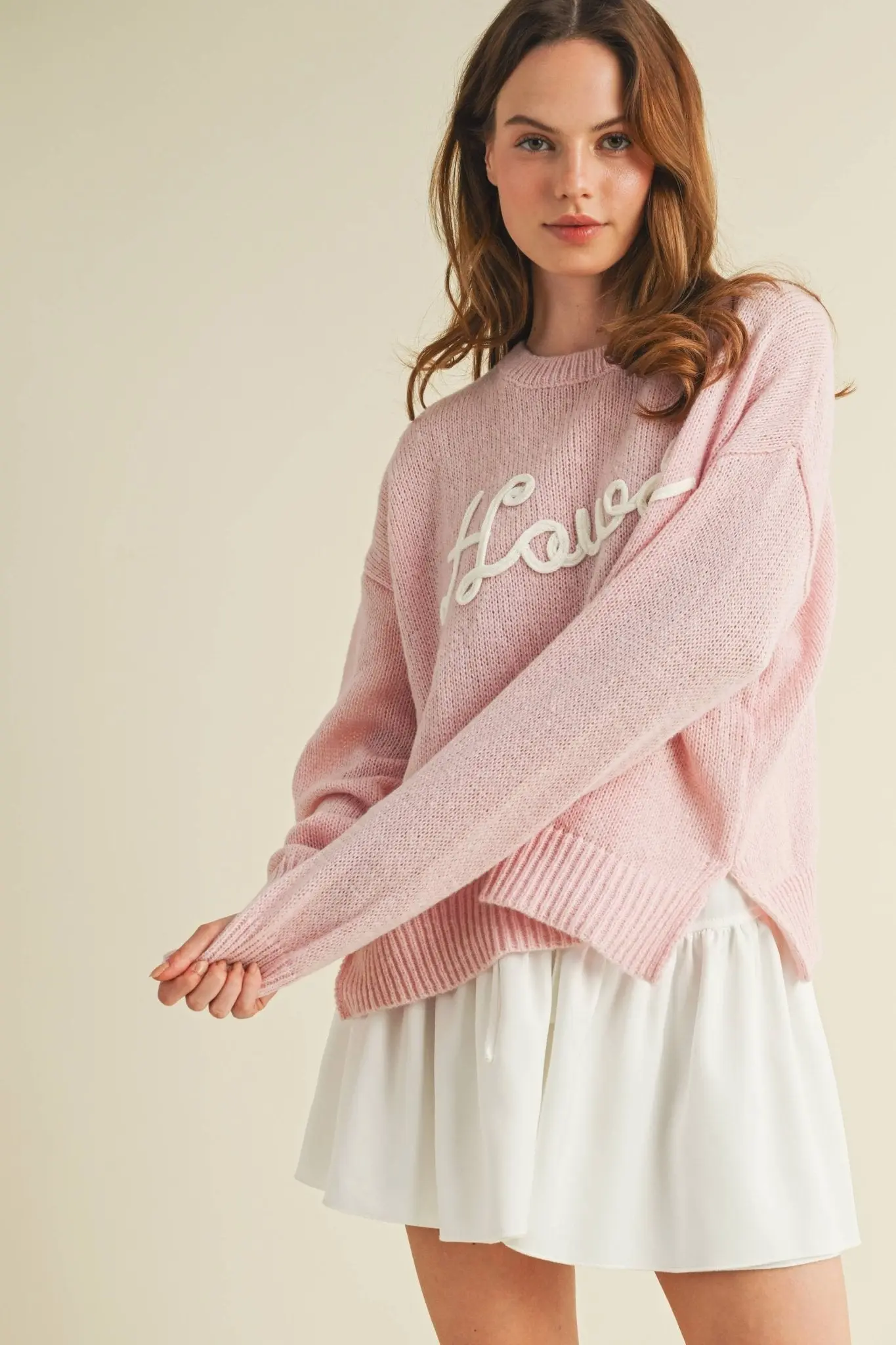 Howdy Pink Embroidered Knit Sweater - Image 2