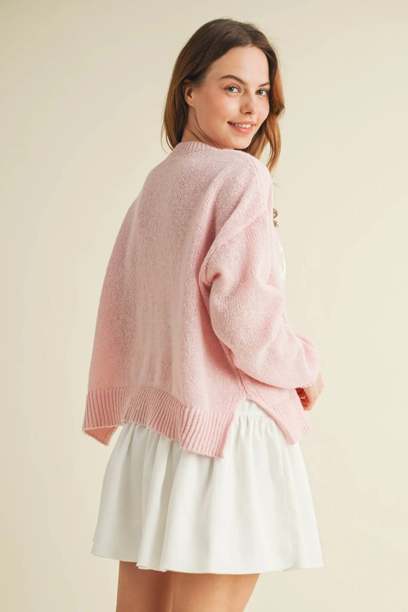Howdy Pink Embroidered Knit Sweater - Image 3