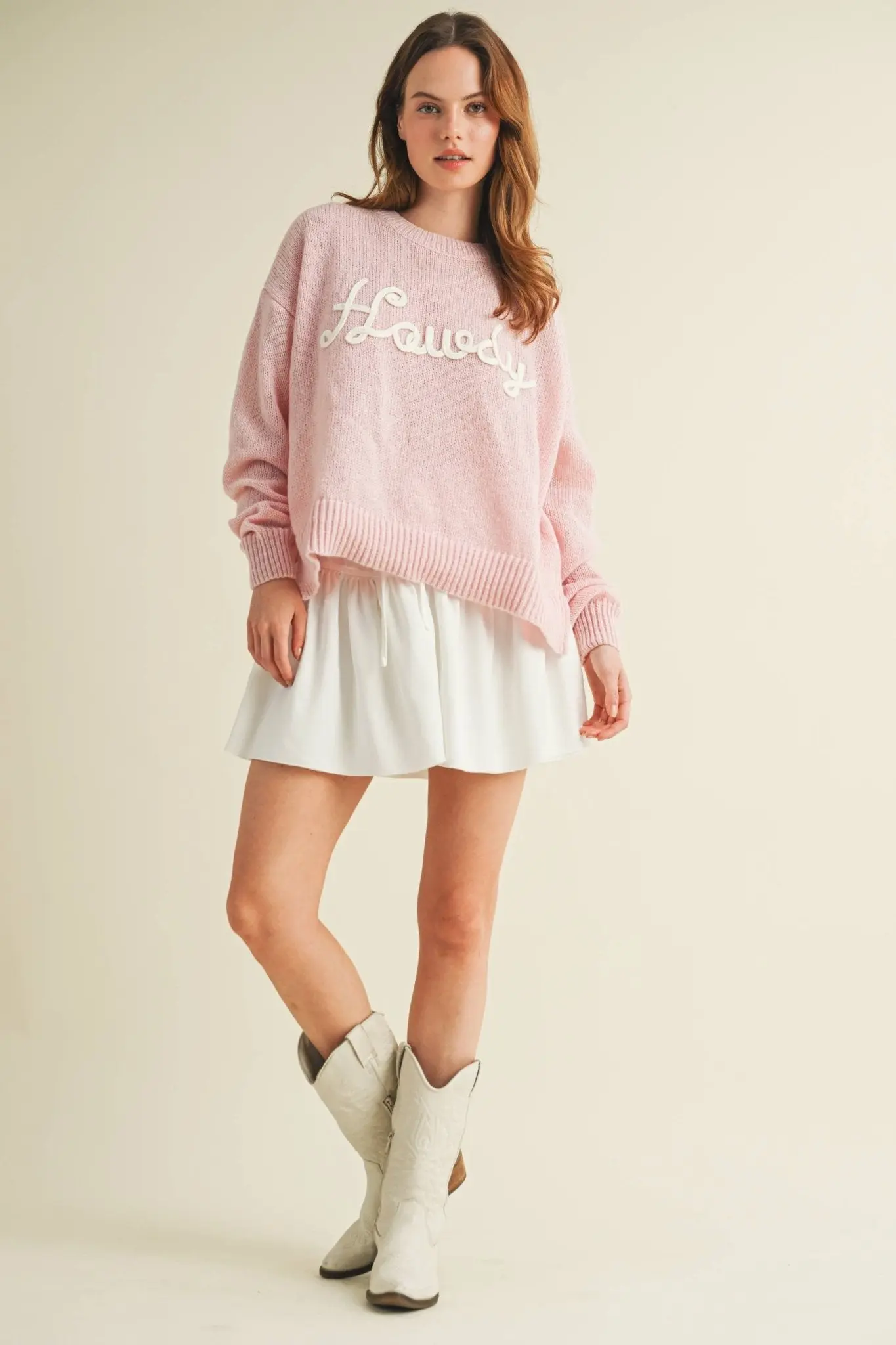 Howdy Pink Embroidered Knit Sweater - Image 6