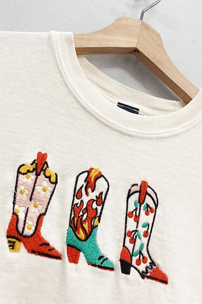 Embroidered Western Boots Tee - Image 3