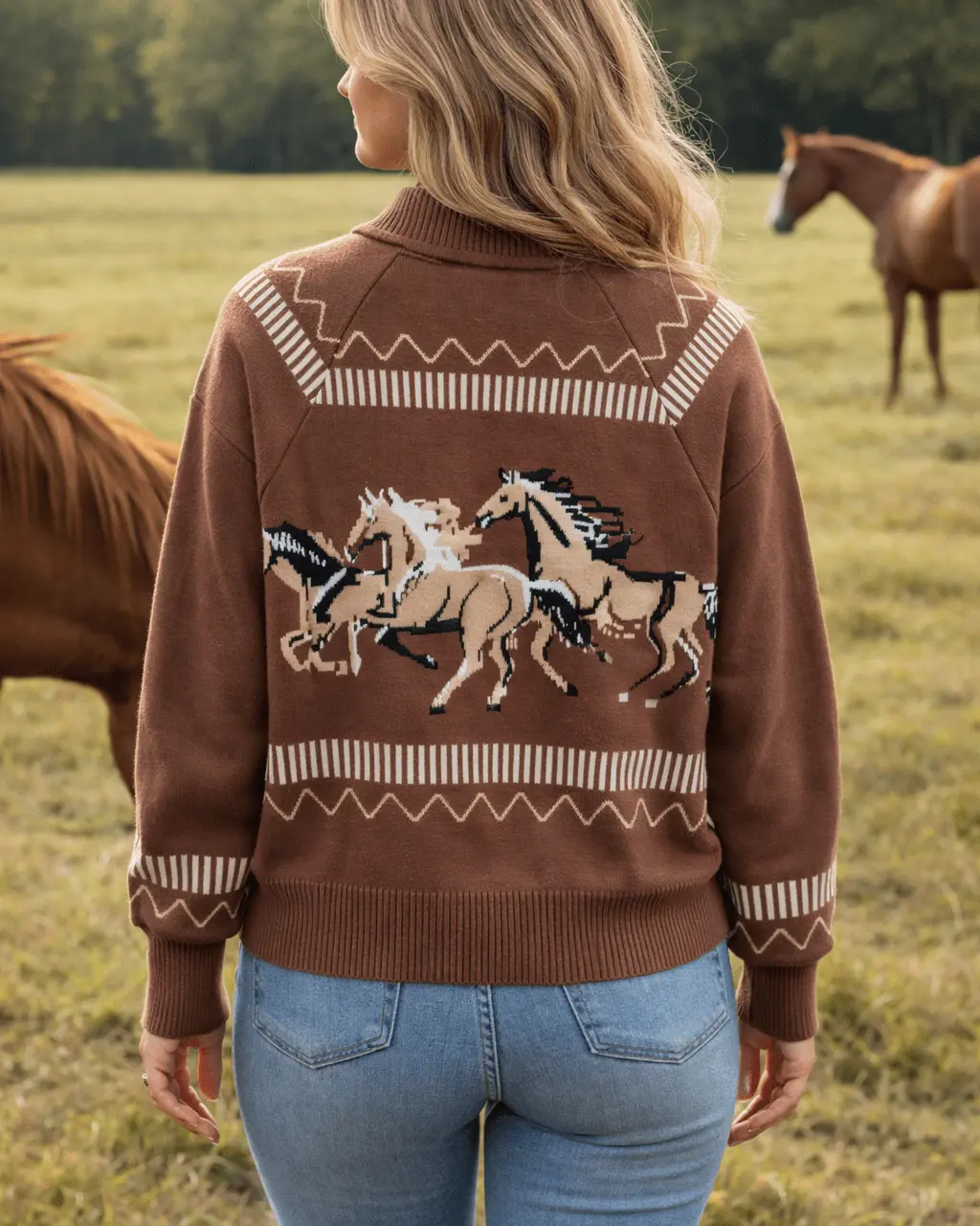 Galloping Horses Zip Cardigan - Image 5