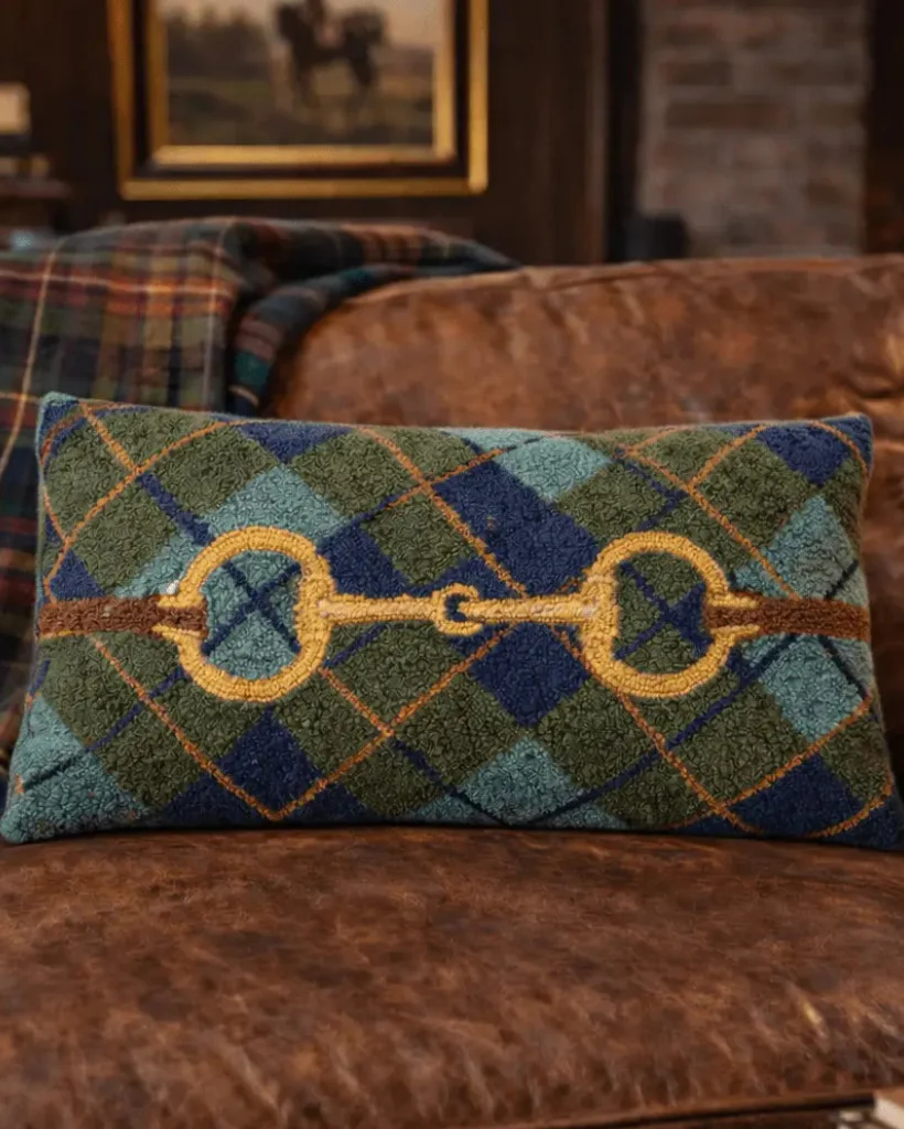 Horse Bit Plaid Wool Pillow - Image 2