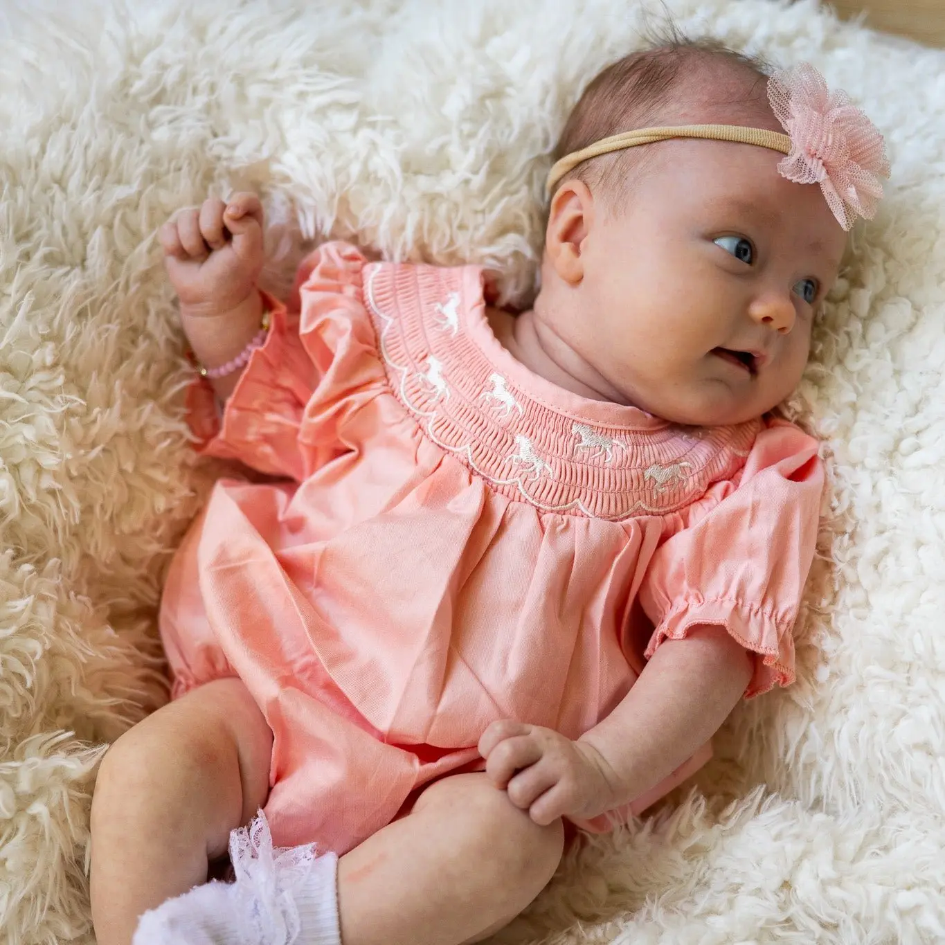 Pink Pony Smocked Romper - Image 9