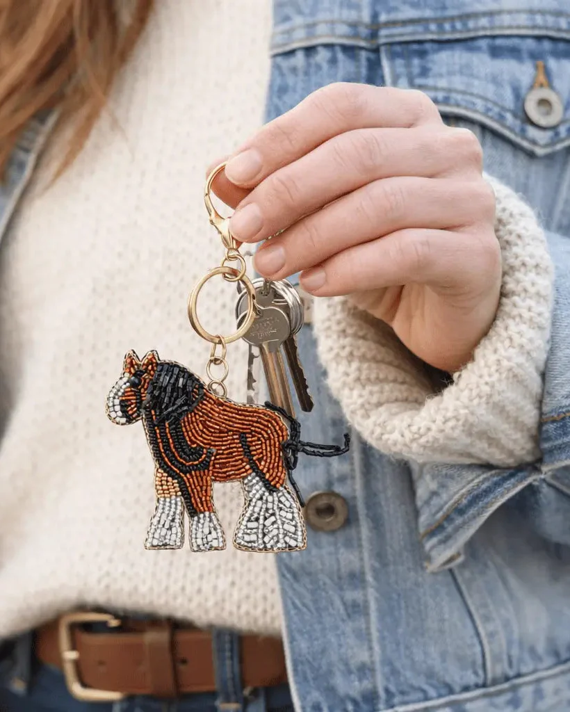 Little Chestnut Horse Hand-Beaded Keychain - Image 2