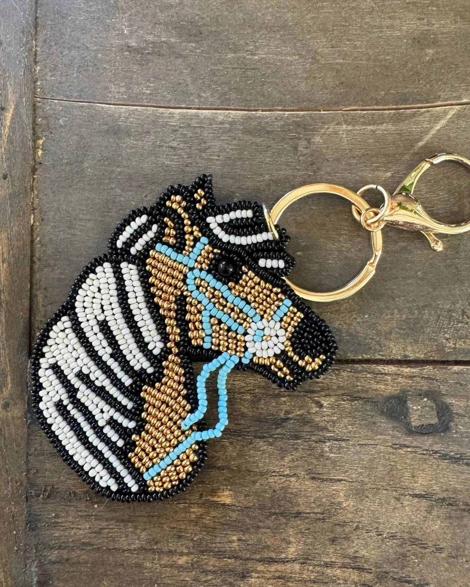 Golden Palomino Horse Hand-Beaded Keychain - Image 3