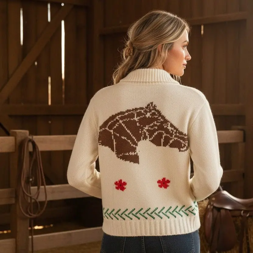 Horse & Poppy Zip Up Cardigan