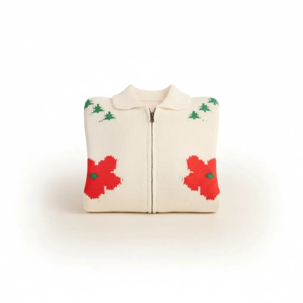 Horse & Poppy Zip Up Cardigan - Image 2