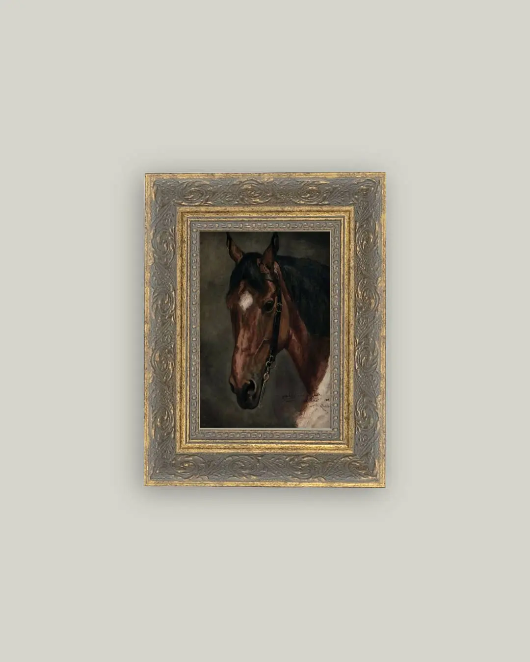 Horse Portrait Framed Antique Art - Image 2