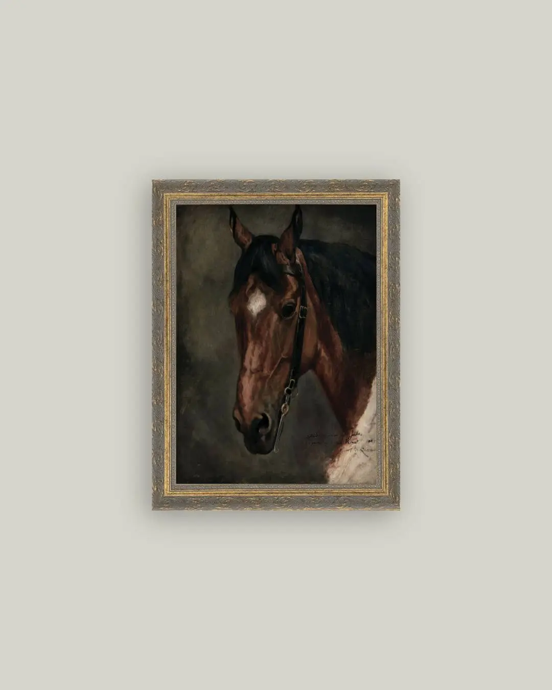Horse Portrait Framed Antique Art - Image 3