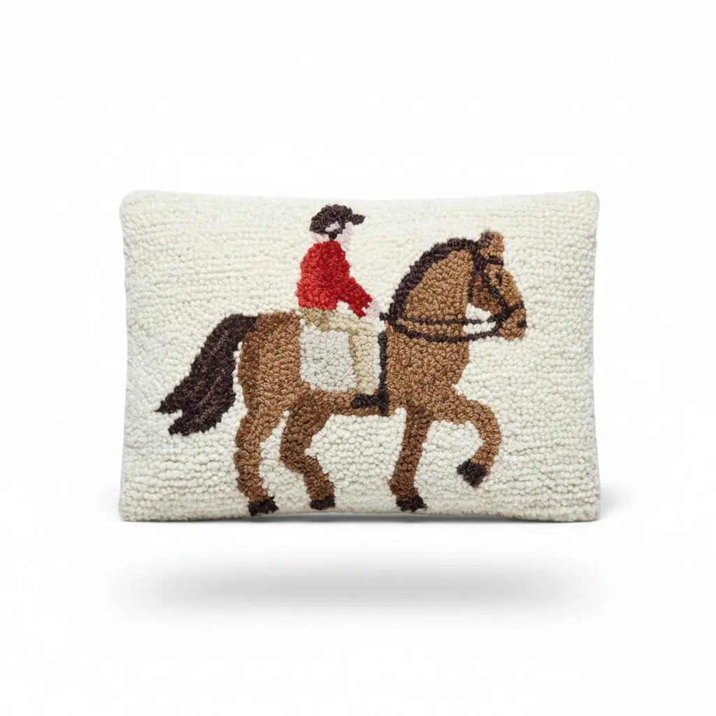 Equestrian Rider Wool Hook Pillow - Image 4