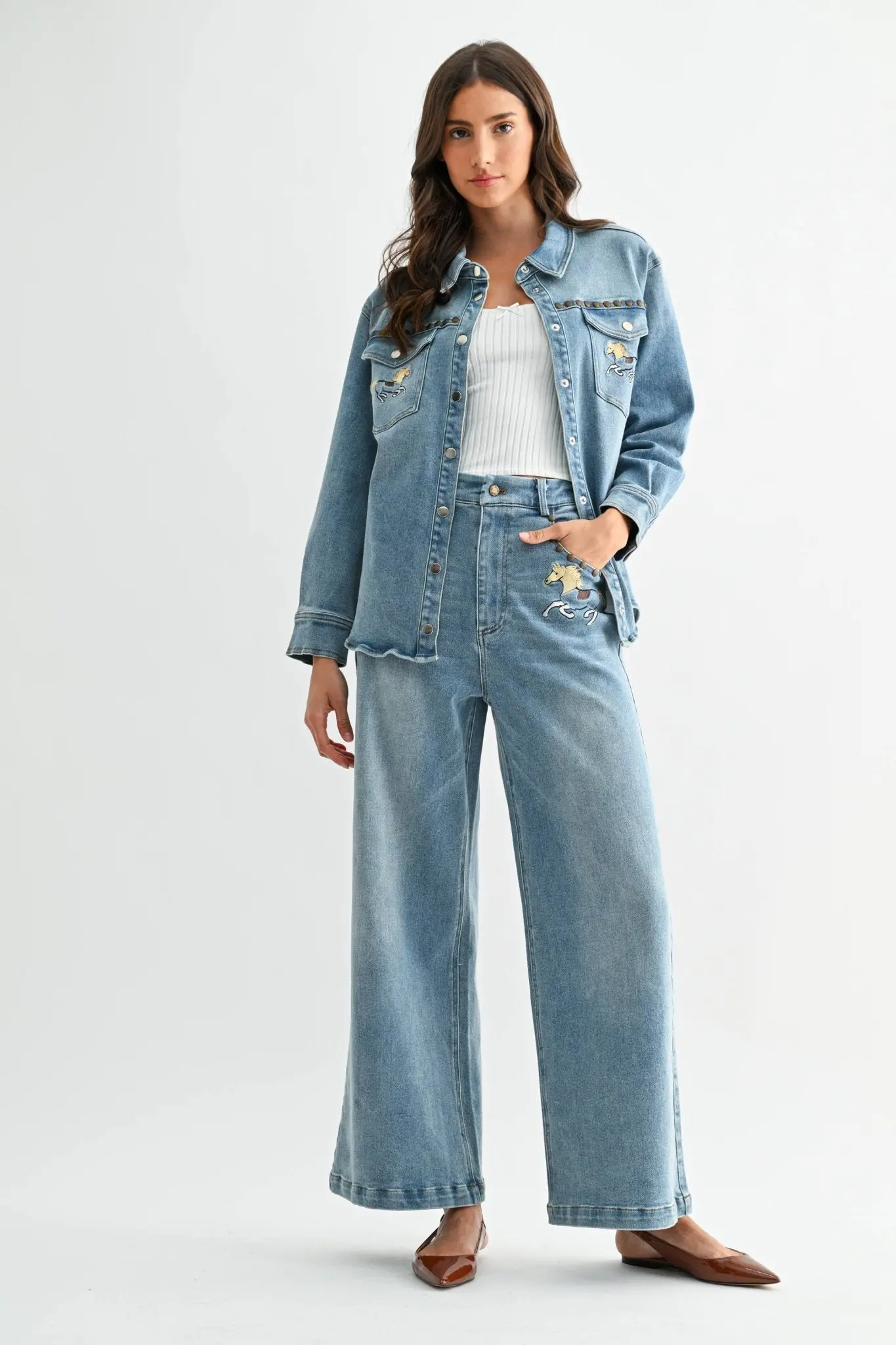 Horse Studded Denim Jacket - Image 6