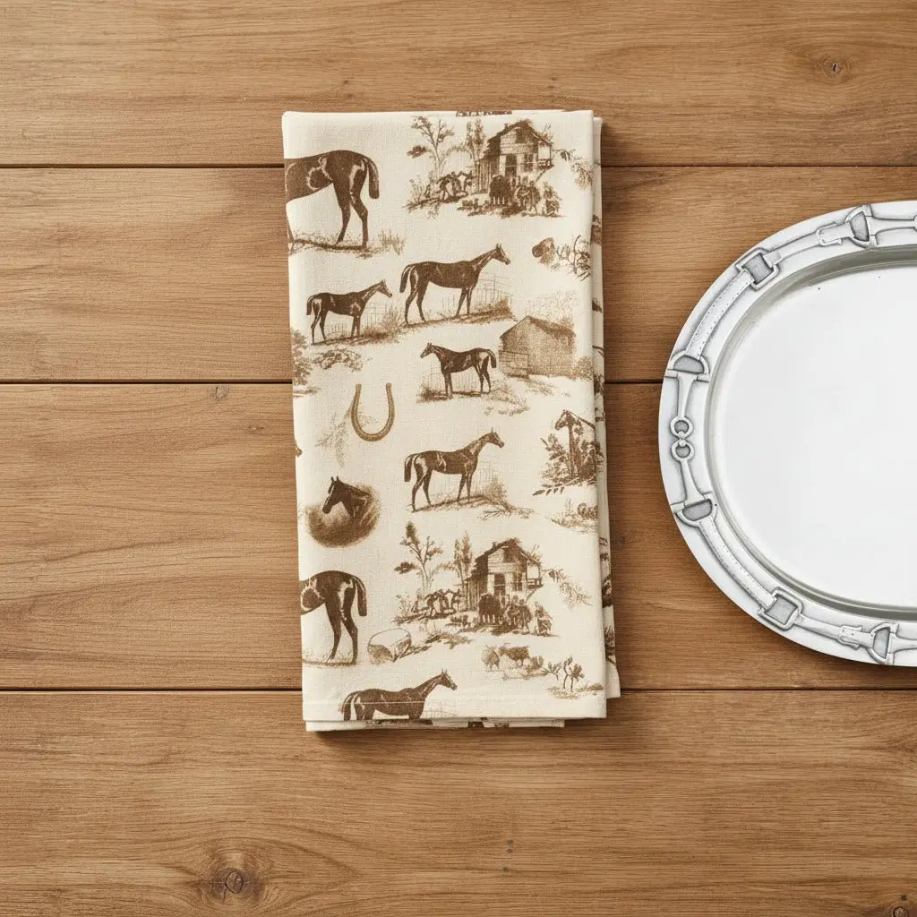 Horse Toile Kitchen Towel - Image 3