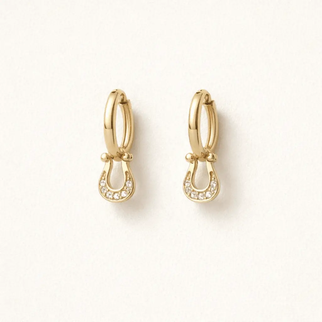 Horseshoe Huggie Earrings - Image 3