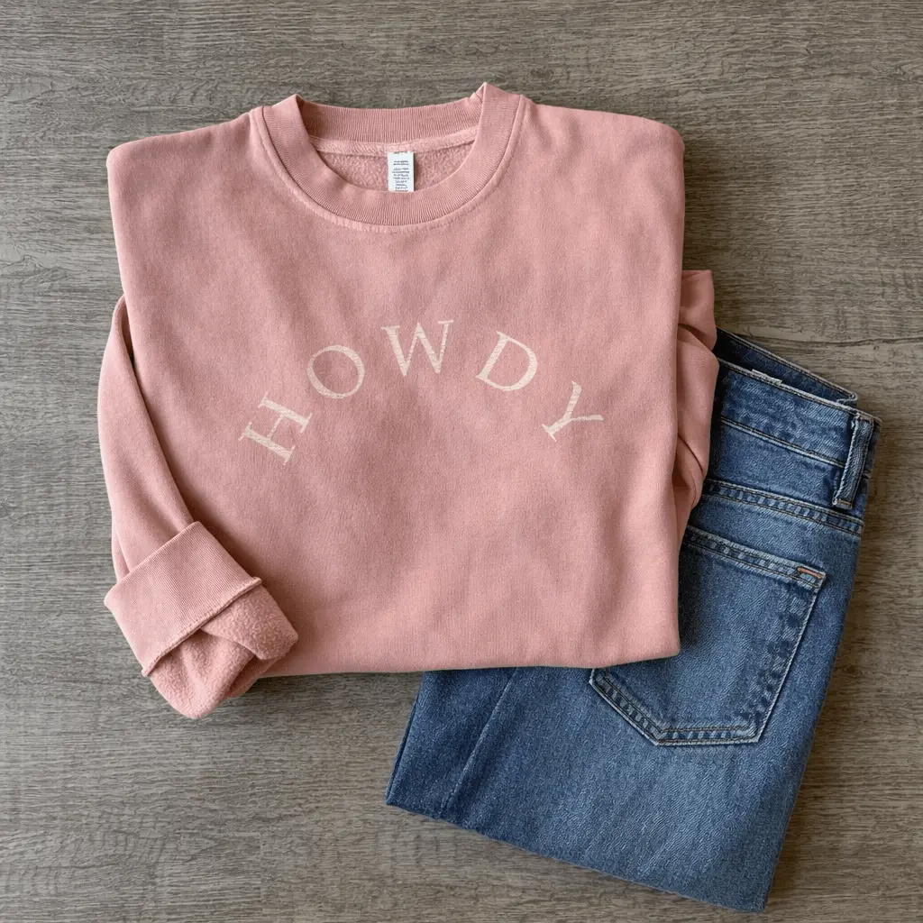 Howdy Pigment-Dyed Sweatshirt (Vintage Rose) - Image 4
