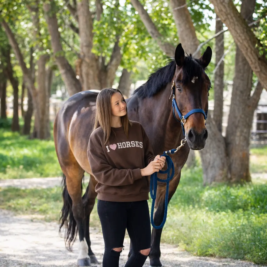 I Love Horses Sweatshirt (Brown) - Image 3