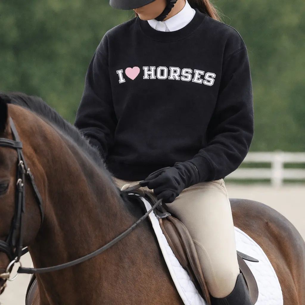 I Love Horses Sweatshirt (Black) - Image 4