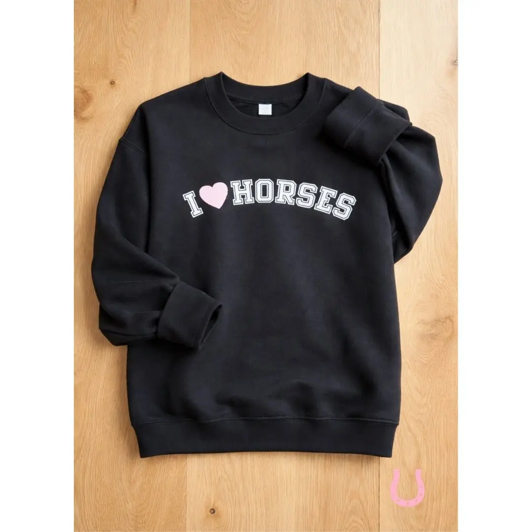 I Love Horses Sweatshirt (Black) - Image 7