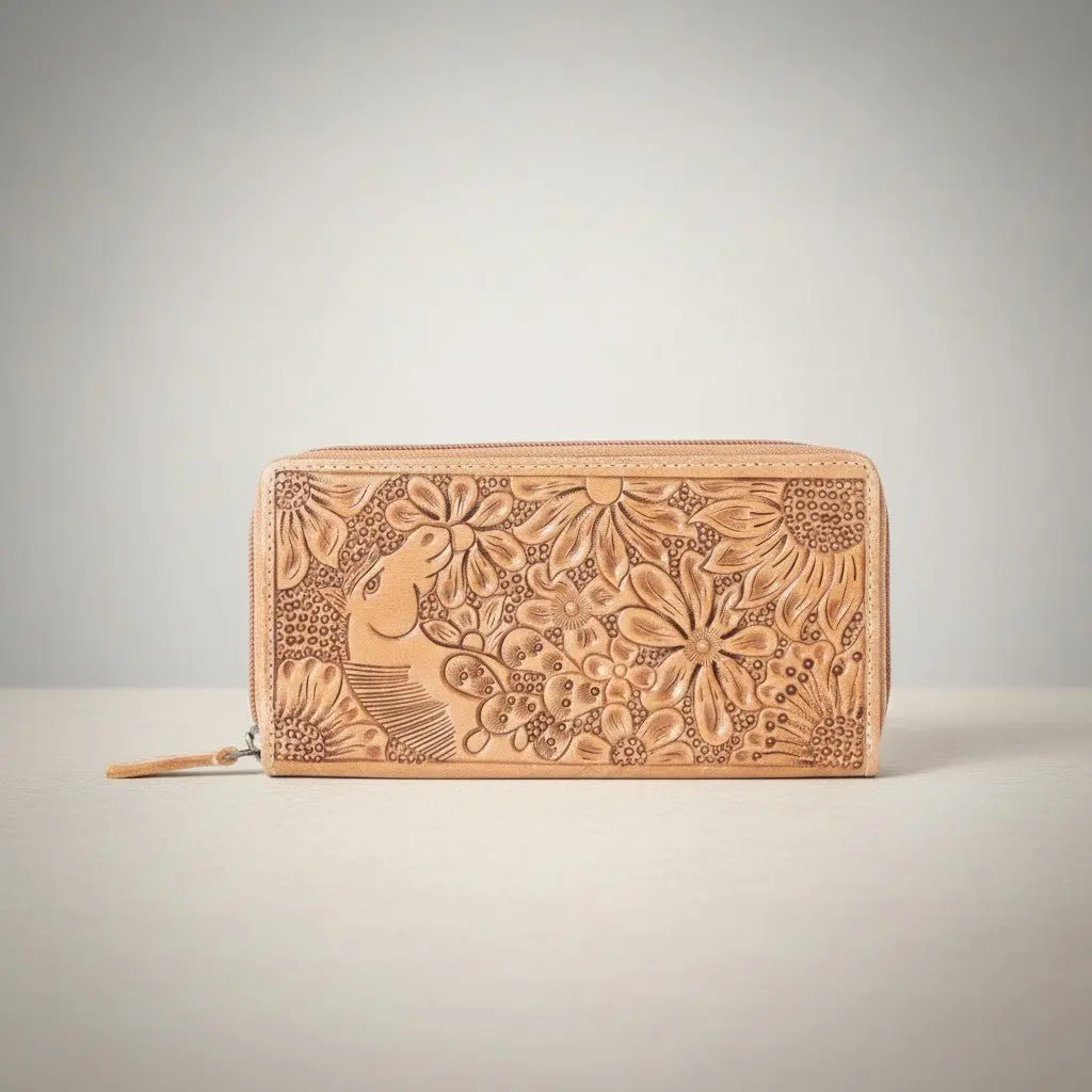 Meadow Mare Tooled Leather Wallet
