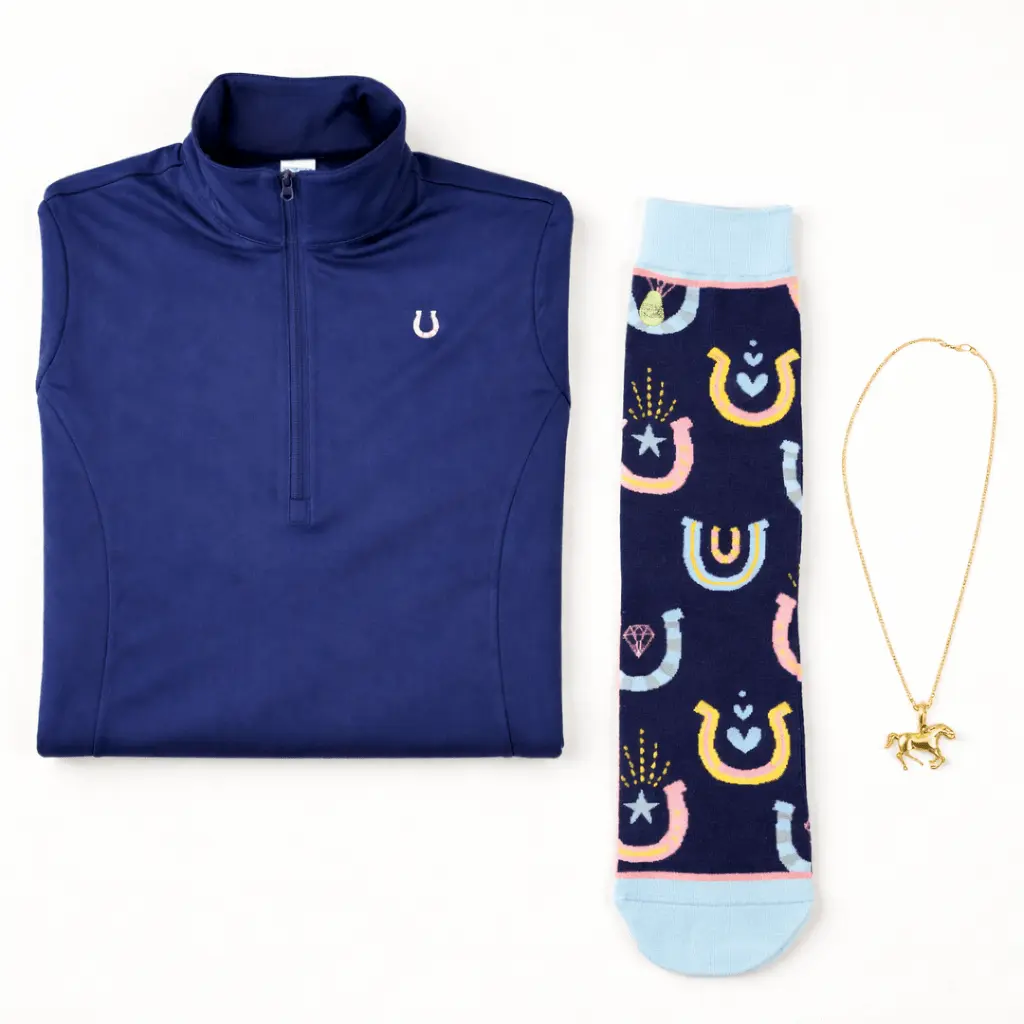 Lucky Horseshoe Riding Shirt (Navy Blue) - Image 7