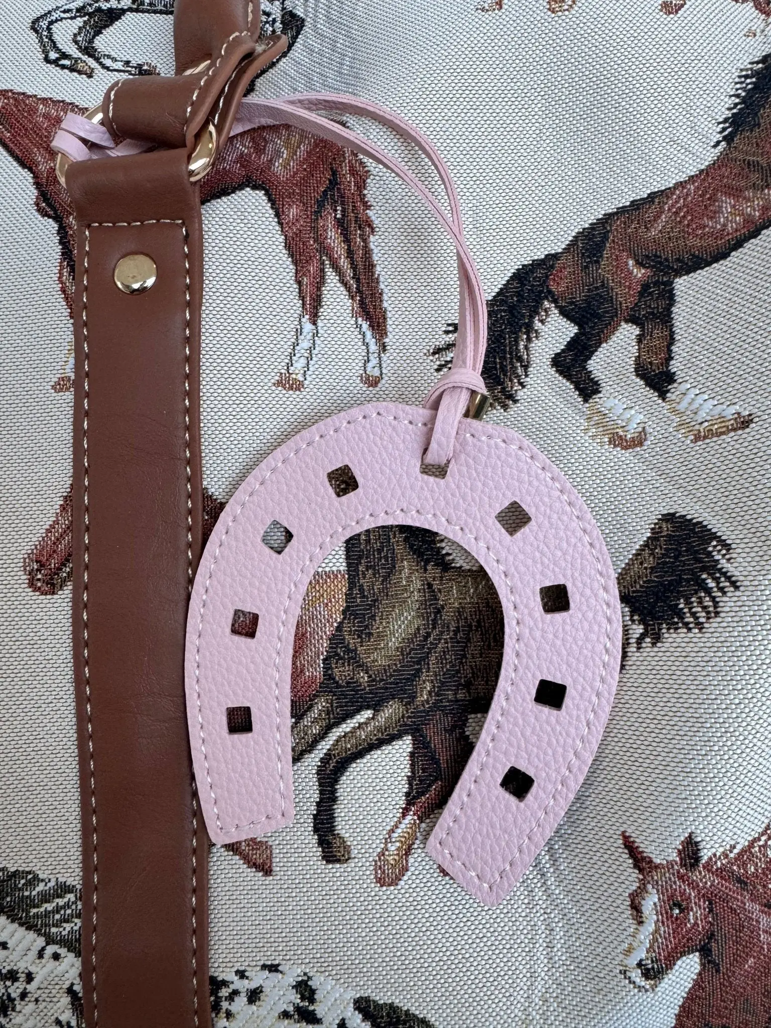 Lucky Pink Horseshoe Bag Charm - Image 2