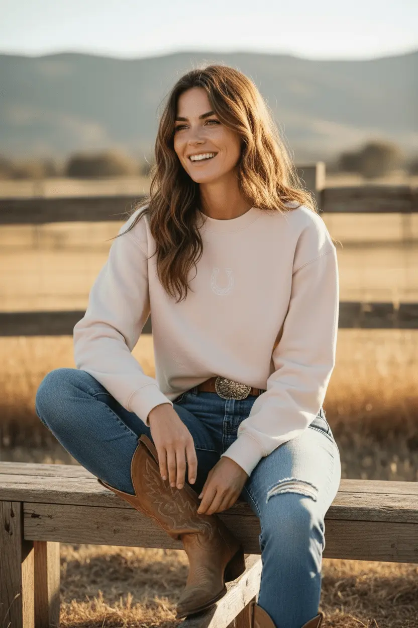 Lucky in Love Horseshoe Sweatshirt - Image 2