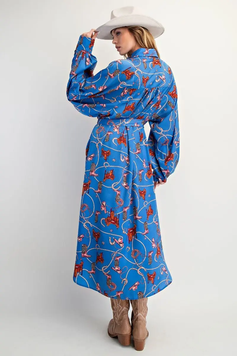 Becky Blue Cowgirl Shirt Dress - Image 3