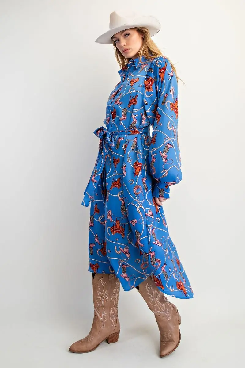 Becky Blue Cowgirl Shirt Dress - Image 4