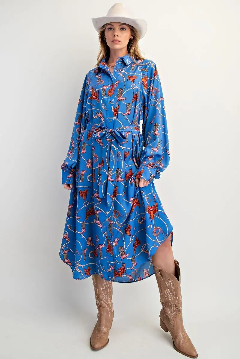 Becky Blue Cowgirl Shirt Dress - Image 5