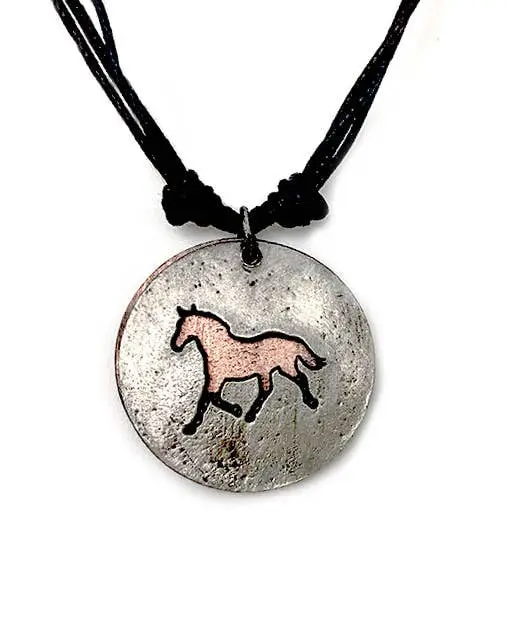Rustic Horse Cutout Pewter Necklace