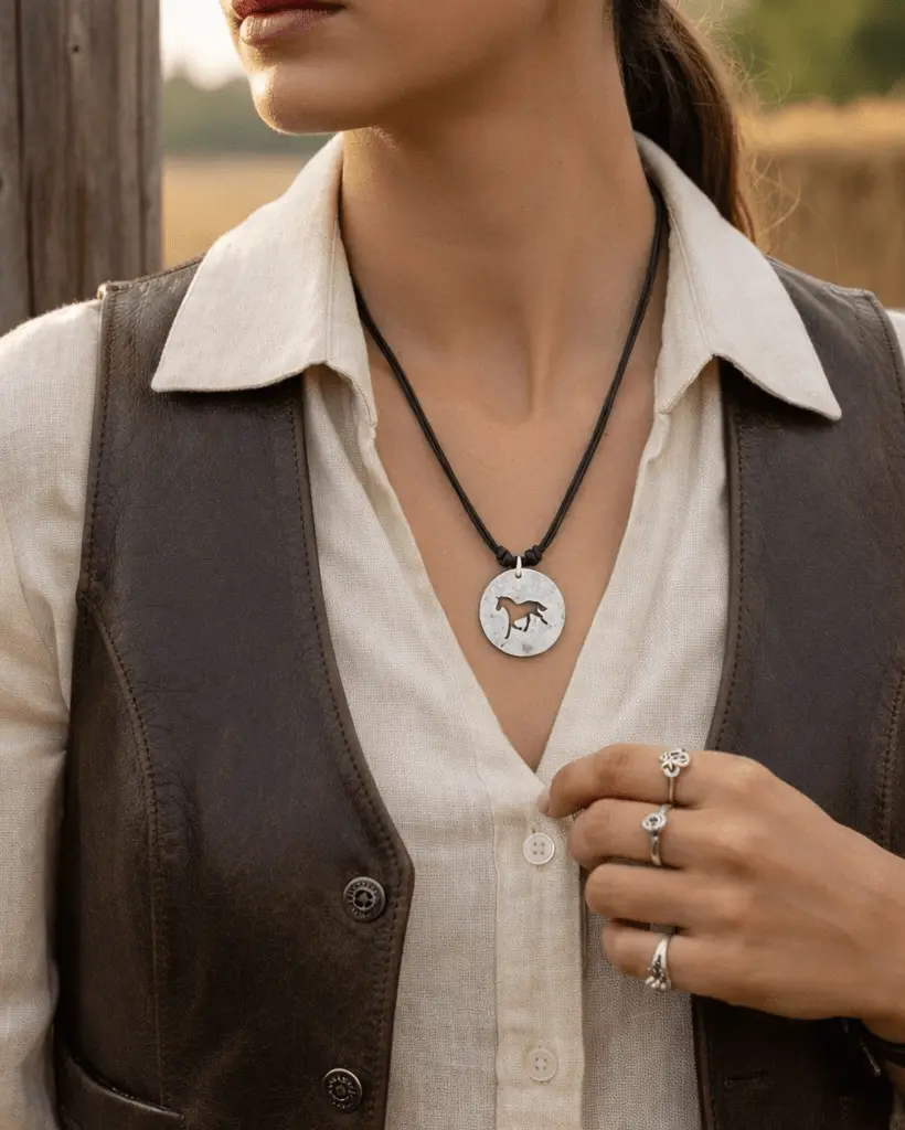 Rustic Horse Cutout Pewter Necklace - Image 2